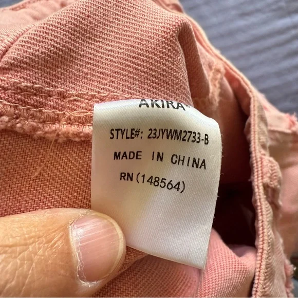 AKIRA Women’s Two-Tone Cargo Jeans Peach Coral Wide Leg High Waist XS NWT - Picture 8 of 12